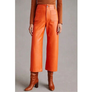 NEW Anthropologie MaeveThe Colette Cropped Wide-Leg Pants: Faux Leather Edition